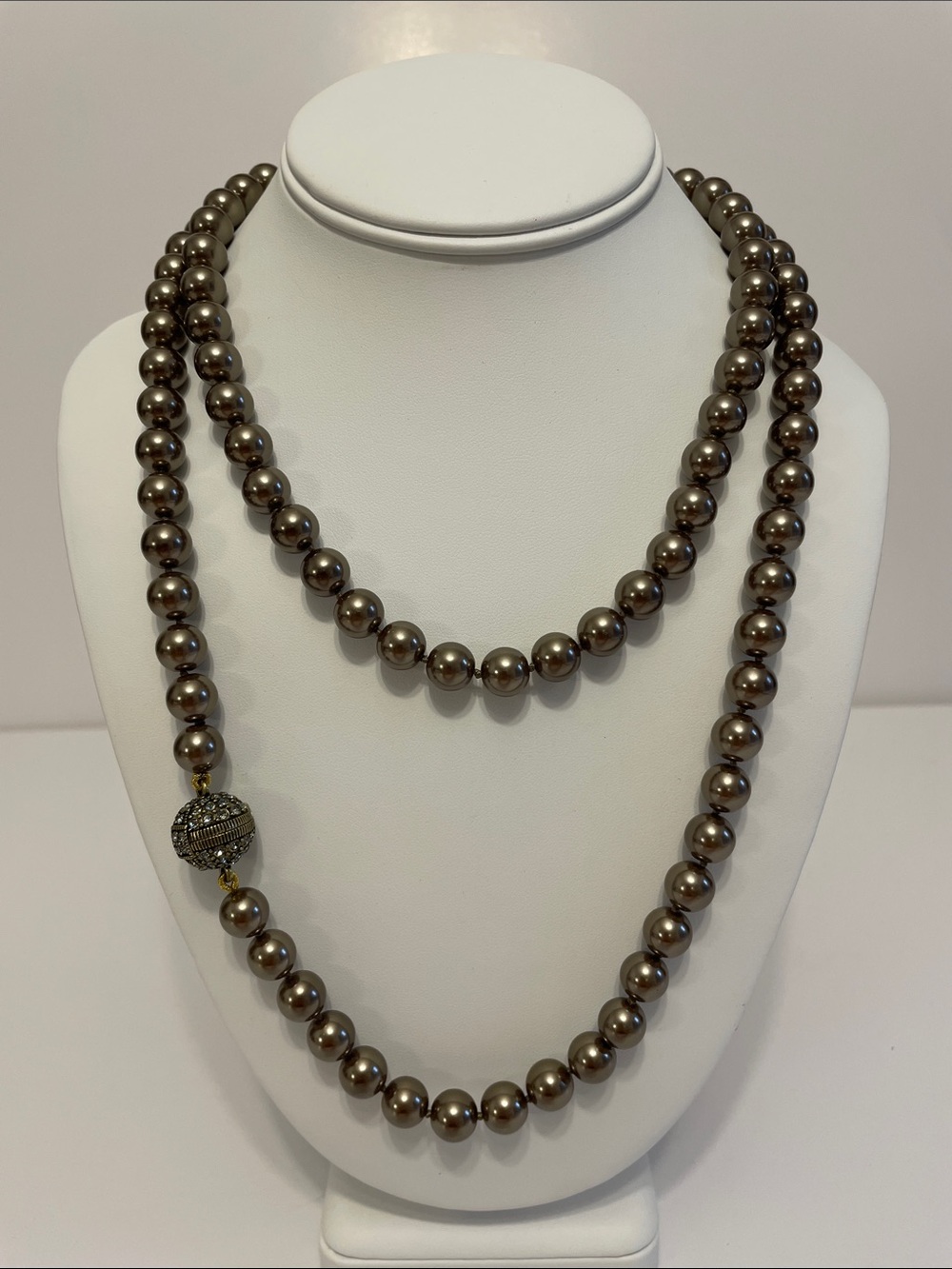 Heidi Daus Vintage 42” Tahitian-Tone Simulated Pearls With Magnetic Pave Clasp